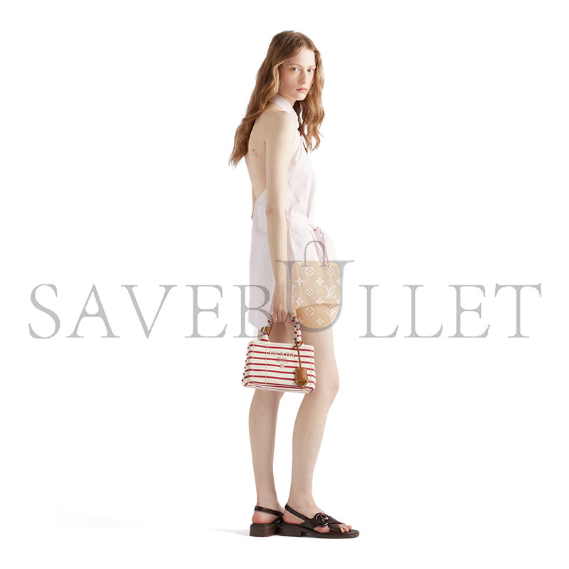 Pra*a jardiniÈre striped cotton canvas mini bag 1ba038 (22*15*13cm)